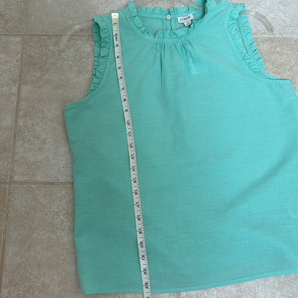 J. CREW NWT Mint Green Sleeveless Ruffle Top Size S Linen blend - Picture 6 of 7